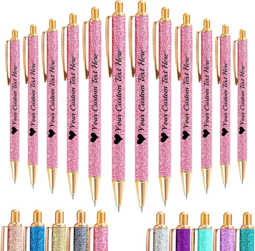 Miniatura 56 de Hasta 100 bolígrafos personalizados a granel con nombre, bolígrafo con purpurina personalizable, logotipo de negocios, mensaje de texto, regalo