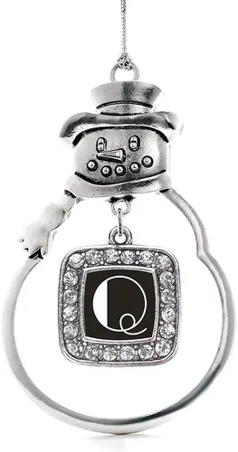 Miniatura 109 de Inspired Silver - Adorno de rodillo de reina - Adorno cuadrado de plata con muñeco de nieve con joyas de circonita cúbica