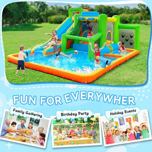 Miniatura 6 de FBSPORT - Castillo inflable con tobogán acuático, casa de rebote para niños, para interiores y exteriores, con soplador de 550 W, castillo hinchable