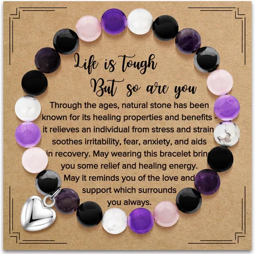 Pulseras de regalo inspiradoras para mujer, pulseras de piedra natural curativa, regalos de recupérate pronto para mujeres, mejores amigas, hermanas
