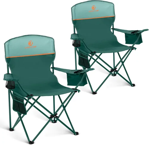 Miniatura 14 de ALPHA CAMP Silla de Camping 2 Unidades Silla Portátil con Enfriador de 3 Latas Silla Plegable con Bolsillo Lateral y Portavasos, Plegable para Azul