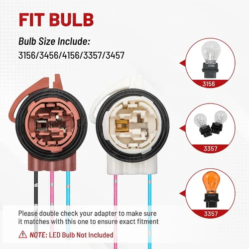 Miniatura 2 de RED WOLF 3156 3157 Arnés precableado con conector de enchufe de enchufe de enchufe de instalación de bombillas LED se adapta a la mayoría