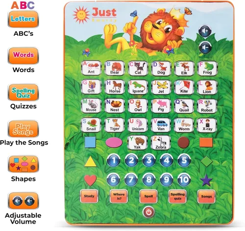 Miniatura 3 de Just Smarty Tableta del Alfabeto para Aprender Letras, ABC, Números, Formas, Colores, Música y Palabras, Juguetes Interactivos de Aprendizaje