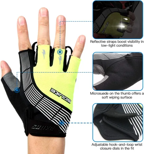 Miniatura 2 de Souke Sports Guantes de ciclismo Guantes acolchados de medio dedo para bicicleta con absorción de golpes, antideslizantes, transpirables, MTB