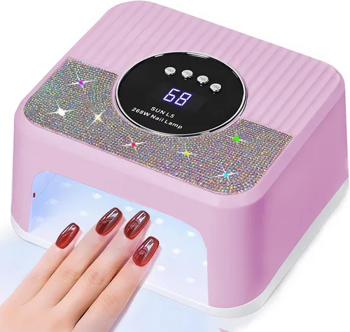 Miniatura 8 de Lámpara de uñas LED UV de 268 W, gel para esmalte de uñas, secadora UV con 4 temporizadores, 45 cuentas de lámpara y sensor automático, herramientas