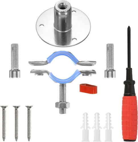 Miniatura 4 de uxcell Soporte de tubería de acero inoxidable para montaje en pared, soporte de tubo de montaje en techo, altura ajustable de 1.181-1.969 in