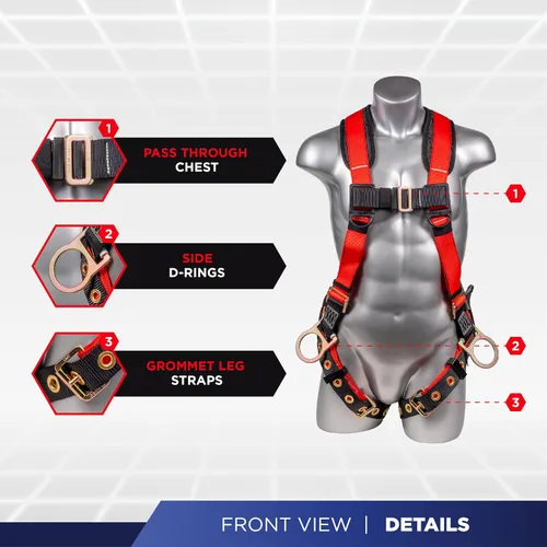 Miniatura 2 de Palmer Safety Kit de arnés de seguridad para protección contra caídas I Arnés de construcción + varios cordones + extensor de anillo en D