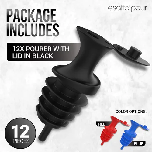 Miniatura 2 de Esatto Verter y sellar, vertedores de botellas de plástico con tapa integrada, vertido fácil y preciso, tapa para almacenamiento y prácticas Negro