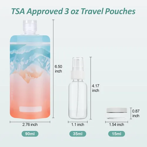 Miniatura 8 de PACKISM Bolsas de viaje para artículos de tocador, a prueba de fugas, 3 onzas, aprobadas por la TSA, bolsas de viaje, recipientes de viaje líquidos