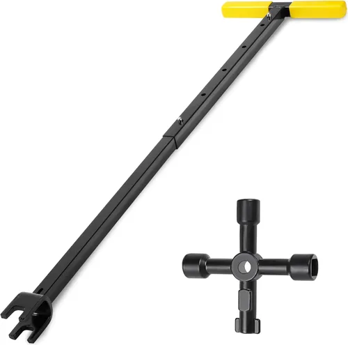 Miniatura 9 de Winisok - Llave de medidor de agua de 17 pulgadas con llave de utilidades multifuncional de 4 vías, herramienta de apagado de agua con varilla