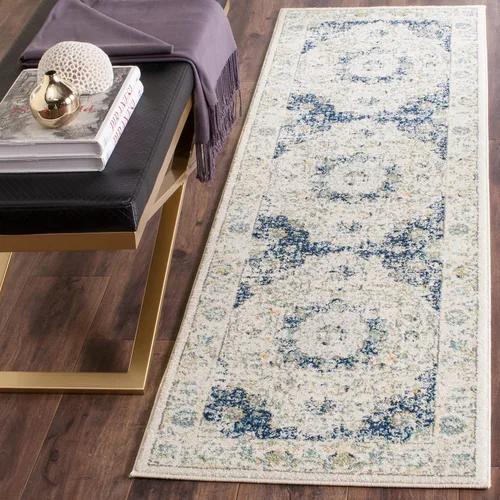 Miniatura 13 de SAFAVIEH Evoke Collection EVK220B Medallón oriental shabby chic de 2'2" x 4', color gris/dorado, no desprende pelusa, alfombra de acento para sala