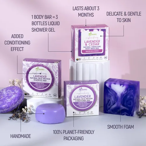 Miniatura 2 de Paquete de champú, acondicionador y gel de baño de proteína de arroz sólido Champú, acondicionador y barras de lavado para cabello y cuerpo