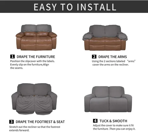 Miniatura 4 de Easy-Going Funda para sofá biplaza reclinable, paquetes de funda para sofá reclinable