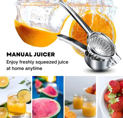 Miniatura 7 de Exprimidor de limón extra grande – Prensa de cítricos de acero inoxidable resistente con cuenco jumbo – Exprimidor manual para limones, limas