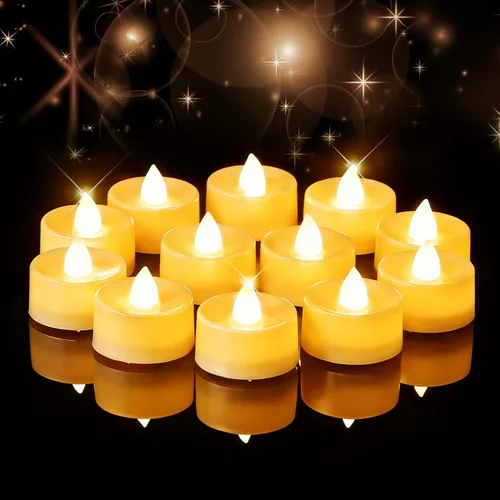 Miniatura 10 de Amagic - Paquete de 24 velas LED sin llama que funcionan con pilas, velas falsas de té, luces LED de té sin llama para Halloween, boda, votiva