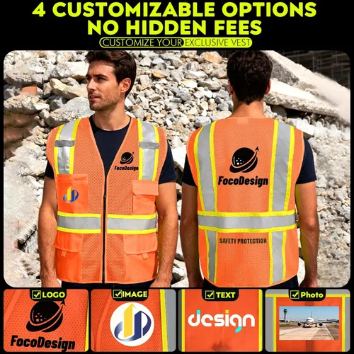Miniatura 6 de Chalecos de seguridad con logotipo personalizado (S, M, L, XL, 2XL, 3XL, 4XL) Chalecos de seguridad reflectantes de alta visibilidad Clase 2
