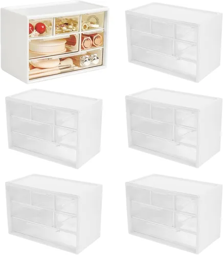 Miniatura 11 de Organizador de cajones pequeños para escritorio, 7.1 x 3.8 x 4.6 pulgadas, mini organizador de cajones de escritorio con 9 cajones transparentes