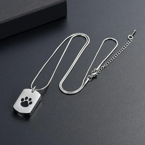 Miniatura 8 de Collar de urna de cremación para cenizas para mascotas, joyería conmemorativa de cenizas con estampado de patas, colgante de recuerdo, deja una foto
