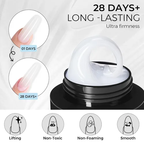 Miniatura 4 de TOMICCA Gel para esculpir uñas 3D para arte de uñas, 1.76 oz, gel no pegajoso para tallar a mano, gel de extensión de uñas UV LED, gel sólido Blanco