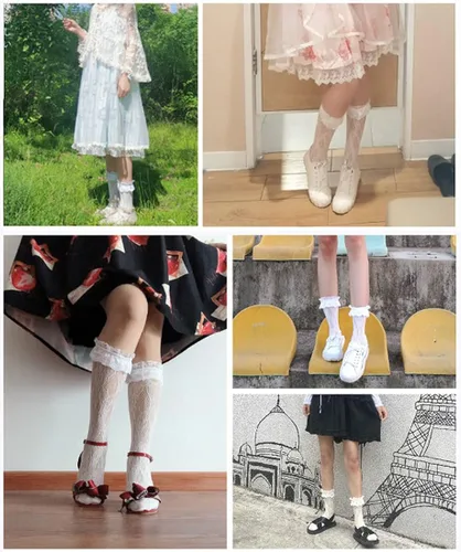 Miniatura 2 de Lovful Conjunto de 2 pares de calcetines de encaje para mujer