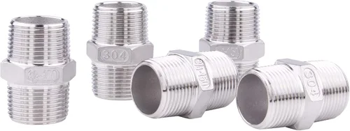 Miniatura 14 de Pezón hexagonal macho de 1/8 pulgadas NPT – Acero inoxidable 304 roscado para kit de preparación, aplicación de tubería casera (paquete de 5)