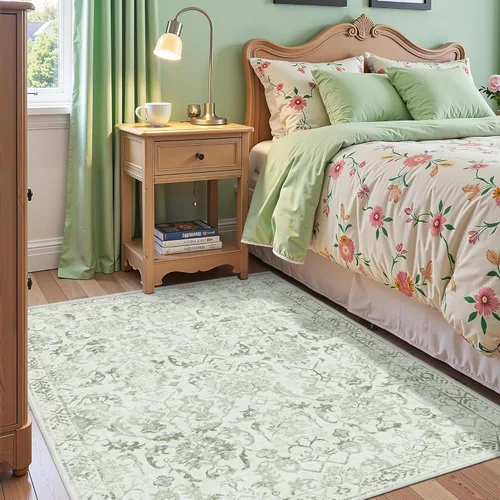Miniatura 48 de Alfombra de área pequeña de 2 x 3 pulgadas, color beige, para entrada, baño, cocina, antideslizante, de pelo bajo, lavable, moderna alfombra bohemia