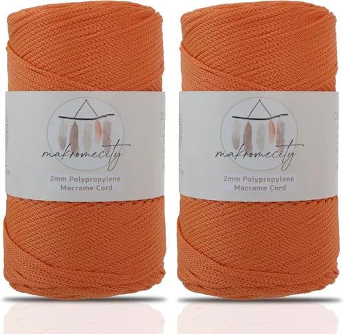 Miniatura 26 de Makromecity, 2 carretes de cordón de macramé de poliéster de 2 mm x 250 yardas (750 pies) de 2 mm de cordón de polipropileno para macramé, ideal