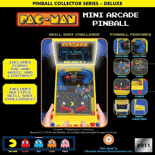Miniatura 2 de Pac-Man: Mini Arcade Pinball - Serie de coleccionistas de lujo, luces y sonidos, juego de mesa clásico, desafíos de tiro de habilidad, juguete