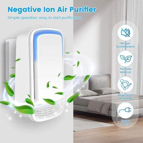 Miniatura 2 de Paquete de 4 purificadores de aire enchufables para el hogar, mini purificador de aire iónico para habitaciones pequeñas, ionizadores de aire