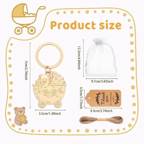 Miniatura 2 de 50 llaveros con forma de carro de bebé para baby shower, llavero de oso para regalos de juegos, regalos, decoración, recuerdos para invitados a