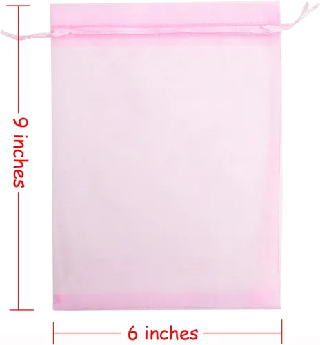 Miniatura 4 de Volanic - Bolsa de regalo de organza con cordón transparente de 6 x 9 pulgadas (15 x 23 cm), bolsa de joyería para muestras de mini botellas, favor