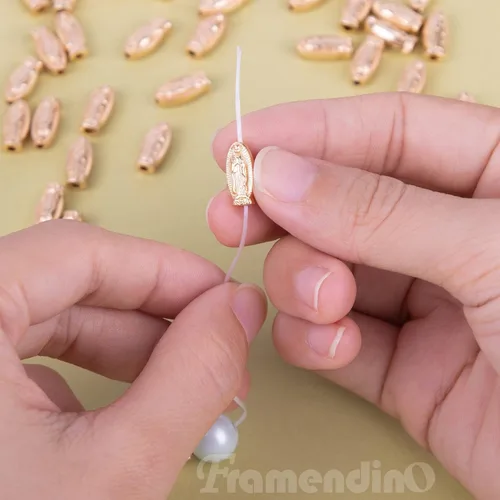 Miniatura 3 de Framendino, Paquete de 60 cuentas de Virgen María, Nuestra Señora de Guadalupe, abalorios espaciadores sueltos para hacer joyas Dorado