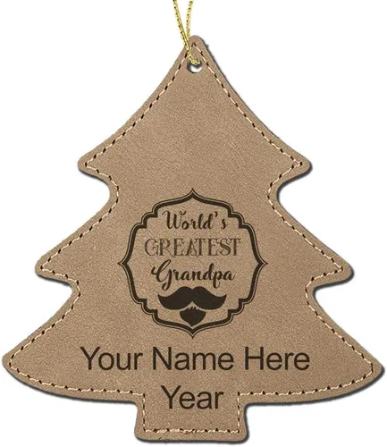 Miniatura 5 de LaserGram Personalized Christmas Ornament, World's Greatest Grandpa, Faux Leather, Custom Laser Engraved Gift Idea (Tree Shape, Pink)