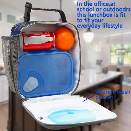 Miniatura 2 de FlowFly Lonchera para niños, bolsa suave aislada, mini hielera para el regreso a clases, kit de bolsa térmica para comidas, para niñas, niños, robot