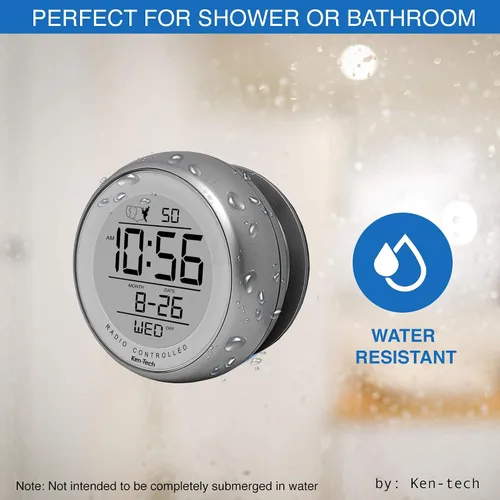 Miniatura 3 de T-4660 Reloj atómico con ventosa resistente al agua, color plateado