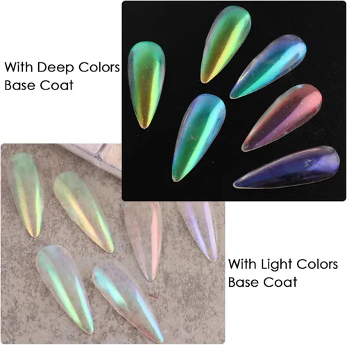 Miniatura 4 de Aurora - Polvo para arte de uñas, diseño holográfico de polvo fino para uñas, pigmento iridiscente para esmalte de uñas en gel, manicura