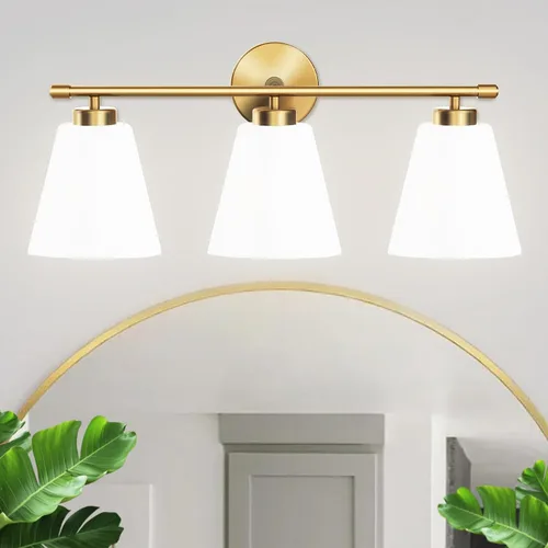 Miniatura 8 de Hamilyeah Lámpara de tocador moderna de cromo para baño sobre espejo, lámpara de tocador de 2 luces con pantalla de vidrio esmerilado, lámpara