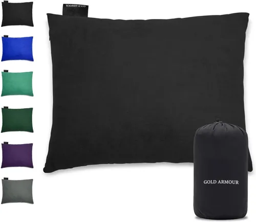 Gold Armour Almohada de espuma viscoelástica para campamento, compactas compresibles para mochileros, hamacas y viajes para niños y adultos, equipo
