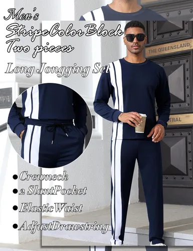 Miniatura 4 de Babioboa Men's Long Tracksuit Basic T Shirt & Sweatpants set 2 Pockets Regular Two Piece Casual Daily Duty-off