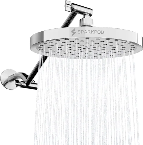 Miniatura 22 de SparkPod Cabezal de Ducha de Lluvia Redondo con Brazo de Extensión - Cabezal de Ducha de Altura Ajustable con Rendimiento de Alta Presión