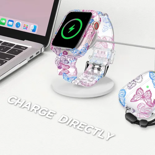 Miniatura 5 de DABAOZA - Correa compatible con Apple Watch de 49 mm, 46 mm, 45 mm, 44 mm, 42 mm, 41 mm, 40 mm, 38 mm, con protector, correa de TPU brillante
