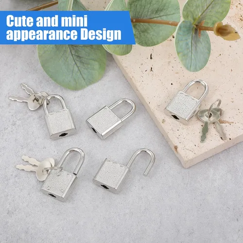 Miniatura 4 de 10 piezas Mini lindo diario candados pequeños candados de equipaje con llaves candado pequeño candado plateado maleta cerradura para cajas