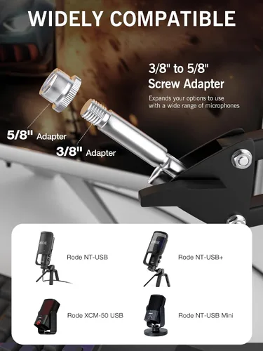 Miniatura 4 de SUNMON Rode NT-USB Mic Boom Arm - Brazo de micrófono para RODE NT-USB/NT-USB+/NT-USB Mini y la mayoría de micrófonos, soporte de brazo de tijera