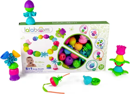 Lalaboom 36 piezas de cuentas para bebé – Montessori educativo forma y color STEM juguete de construcción de 10 meses a 3 años - BL300, multicolor
