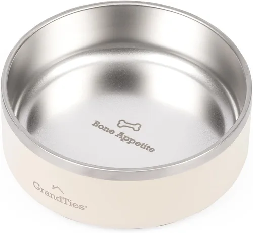 Miniatura 15 de GrandTies Cuenco de acero inoxidable para perros Comedero para mascotas reutilizable con aislamiento sin BPA Plato grande y resistente Azul