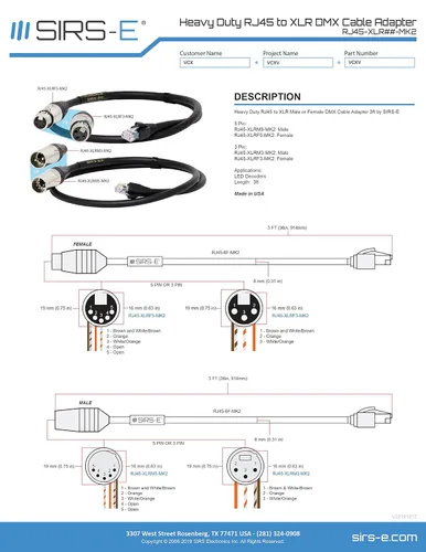 Miniatura 4 de SIRS-E Cable RJ45 a XLR DMX de 3 pies – Adaptador XLR hembra a RJ45 macho para iluminación LED DMX512, controladores y decodificadores – Conector