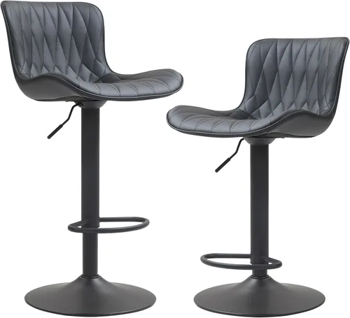 Finnhomy Juego de 2 taburetes de bar, modernos taburetes de bar giratorios de piel sintética de 360°, altura del asiento de 24 a 32.5 pulgadas con