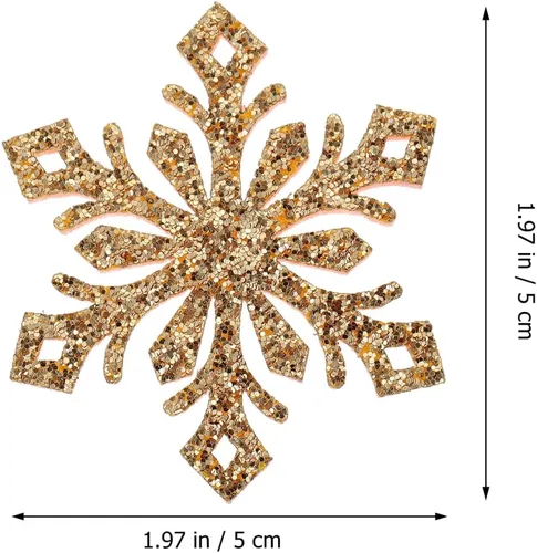 Miniatura 5 de EXCEART 30 parches de copo de nieve con brillantina para planchar en copos de nieve, horquillas para ropa, vestidos, plantas, sombreros, jeans
