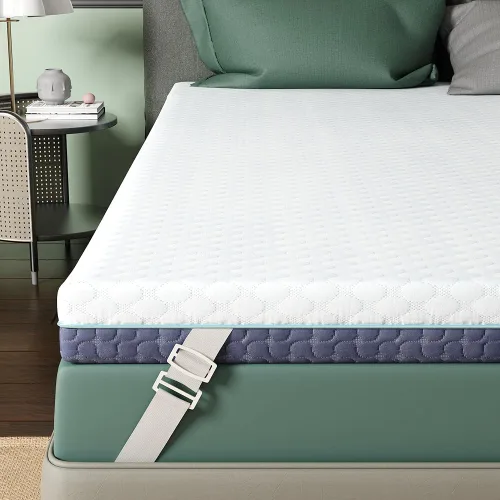 Miniatura 11 de Releep Cubrecolchón de 2 pulgadas de espuma viscoelástica con gel de enfriamiento, individual XL, alivio del dolor de espalda de 5 zonas, colchón