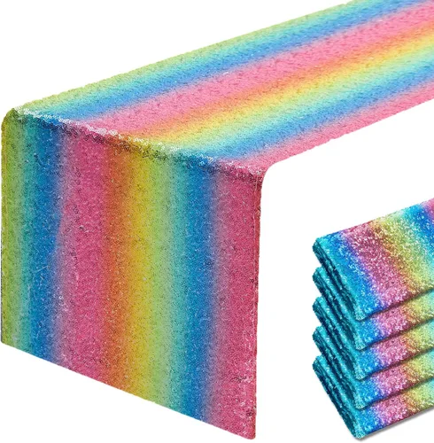 Miniatura 28 de Pufogu - Camino de mesa de lentejuelas brillantes de 12 x 72 pulgadas para fiestas de cumpleaños, decoración de bodas, despedidas de soltera